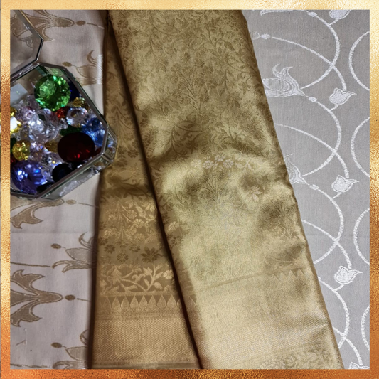 Bridal Kanchi Gold Tissue Saree. Perfect for weddings & festive wear. Handpicked collection at The Saree Mahal