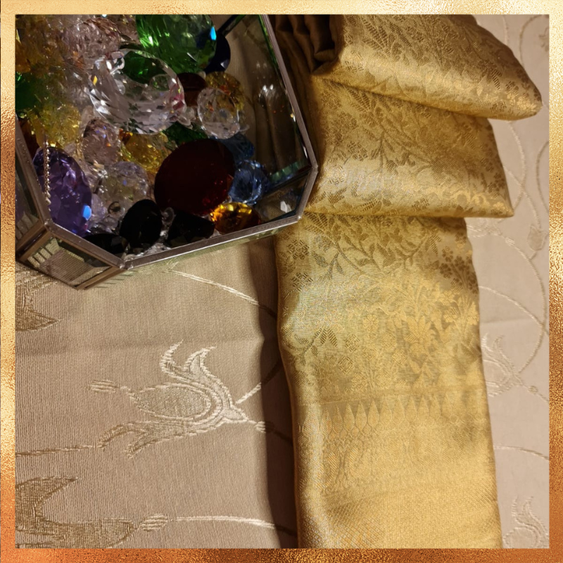 Bridal Kanchi Gold Tissue Saree. Perfect for weddings & festive wear. Handpicked collection at The Saree Mahal