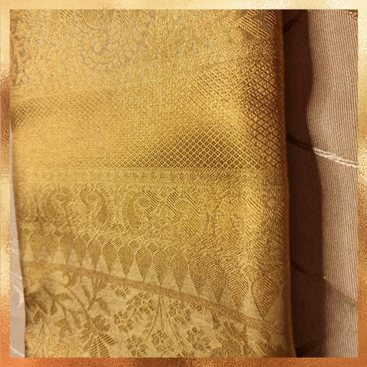 Bridal Kanchi Gold Tissue Saree. Perfect for weddings & festive wear. Handpicked collection at The Saree Mahal
