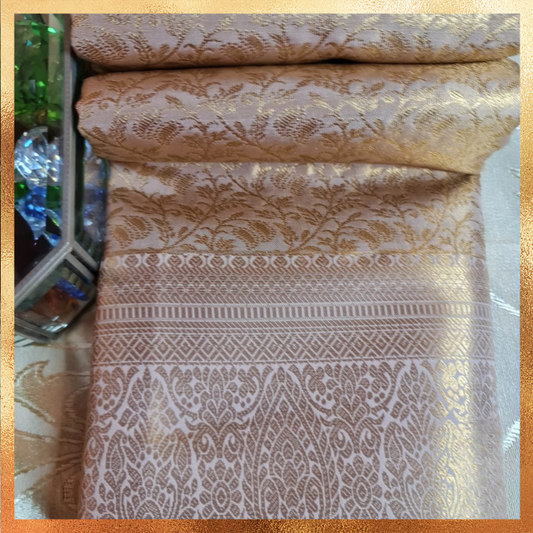 Bridal Kanjivaram Saree-Flesh Pink Body-Gold work & Golden Zari. Perfect for weddings & festive wear. Handpicked collection at The Saree Mahal