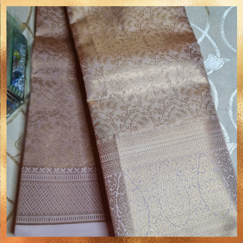 Bridal Kanjivaram Saree-Flesh Pink Body-Gold work & Golden Zari. Perfect for weddings & festive wear. Handpicked collection at The Saree Mahal