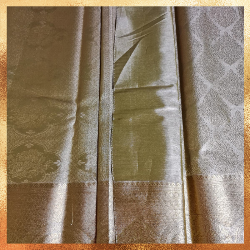 Bridal Kanjivaram Flesh Pink body with gold work & golden zari. Perfect for weddings & festive wear. Handpicked collection at The Saree Mahal