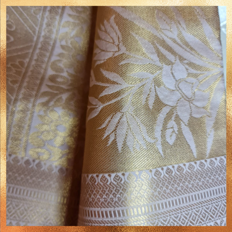 Bridal Kanjivaram Saree-Flesh Pink Body-Gold work & Golden Zari. Perfect for weddings & festive wear. Handpicked collection at The Saree Mahal