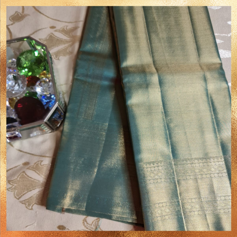 Bridal Kanjivaram Saree- Gold Green with Golden Zari. Perfect for weddings & festive wear. Handpicked collection at The Saree Mahal