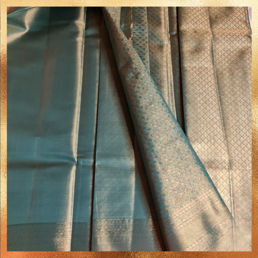 Bridal Kanjivaram Saree- Gold Green with Golden Zari. Perfect for weddings & festive wear. Handpicked collection at The Saree Mahal