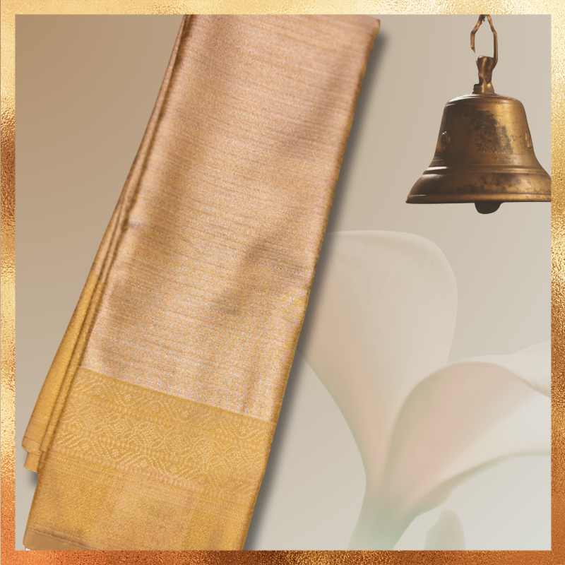 Bridal Kanjivaram gold silver body with gold border & golden zari. Perfect for weddings & festive wear. Handpicked collection at The Saree Mahal