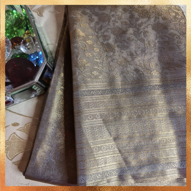 Bridal Kanjivaram Lavendar Mauve body with gold work & golden zari. Perfect for weddings & festive wear. Handpicked collection at The Saree Mahal