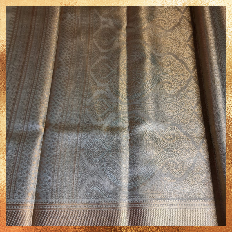 Bridal Kanjivaram Mint Green body with gold border & golden zari. Perfect for weddings & festive wear. Handpicked collection at The Saree Mahal
