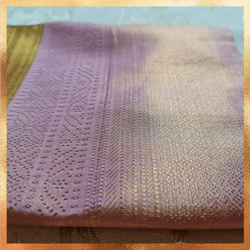 Bridal Kanjivaram golden body with light pink border & golden zari. Perfect for weddings & festive wear. Handpicked collection at The Saree Mahal