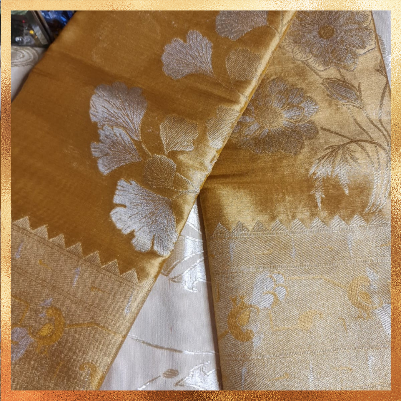 Bridal Kanjivaram Golden body with gold border & golden zari. Perfect for weddings & festive wear. Handpicked collection at The Saree Mahal