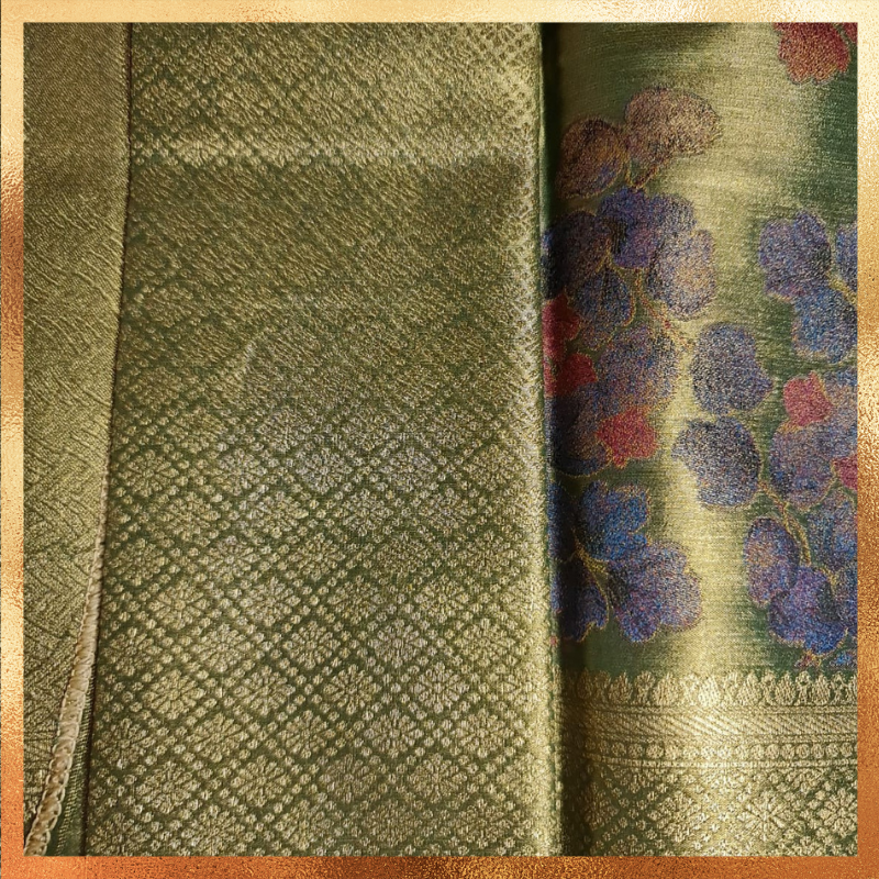 Elegant Bridal green Kanjivaram with golden zari. Perfect for weddings & festive wear. Handpicked collection at The Saree Mahal