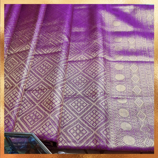 Bridal Kanjivaram Saree in Magenta Color Body with Golden Zari Body & Border