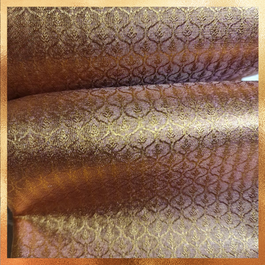 Bridal Kanjivaram Saree in Gold Copper with Zari
