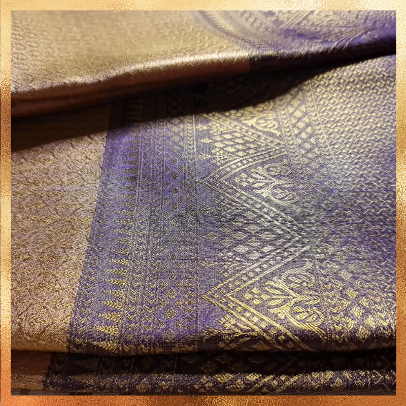 Bridal Kanjivaram Saree in Gold Copper with Zari