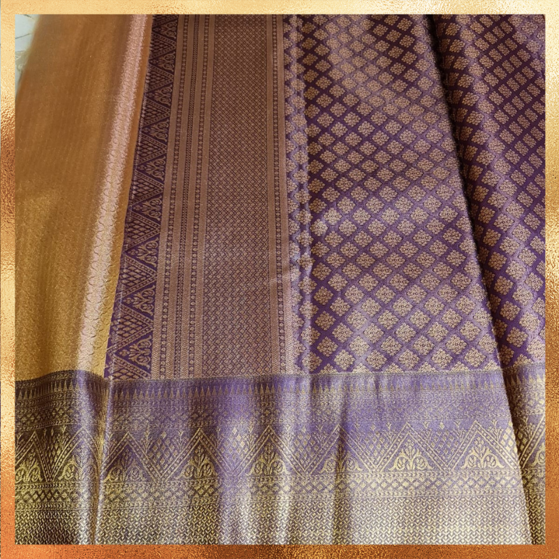 Bridal Kanjivaram Saree in Gold Copper with Zari