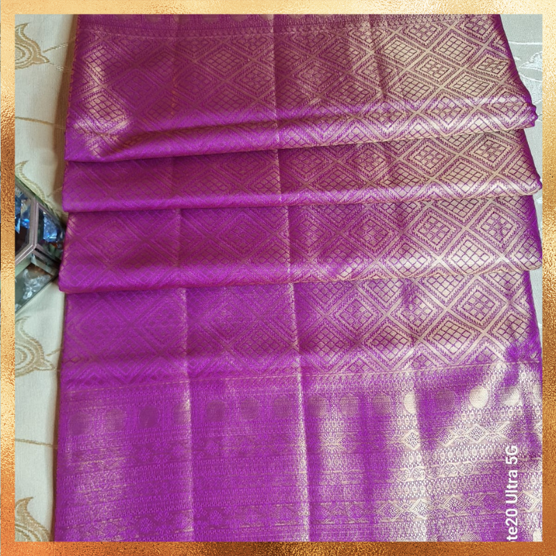 Bridal Kanjivaram Saree in Magenta Color Body with Golden Zari Body & Border