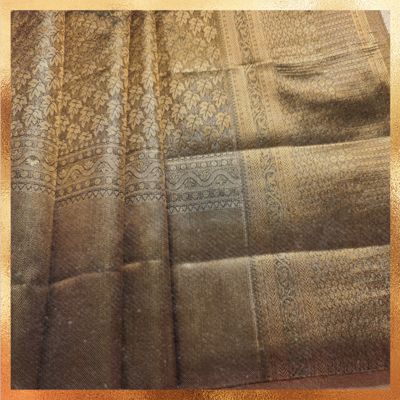 Bridal Kanjivaram Saree in Mehndi Green Color Body with Golden Zari Border