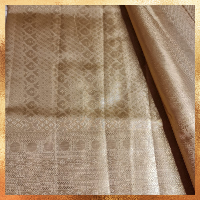 Bridal Kanjivaram Saree in Metallic Gold Color Body with Golden Zari Body & Border