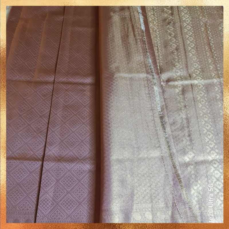 Bridal Kanjivaram Saree in Onion Pink Gold Color Body with Golden Zari Body & Border