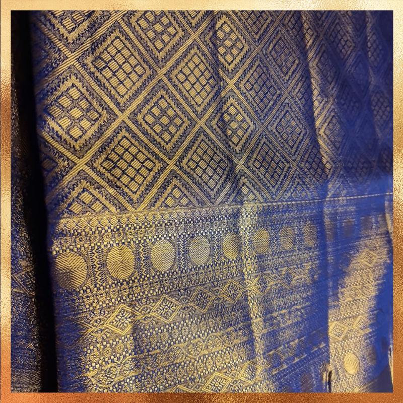 Bridal Kanjivaram Saree in Royal Blue Color Body with Golden Zari Body & Border