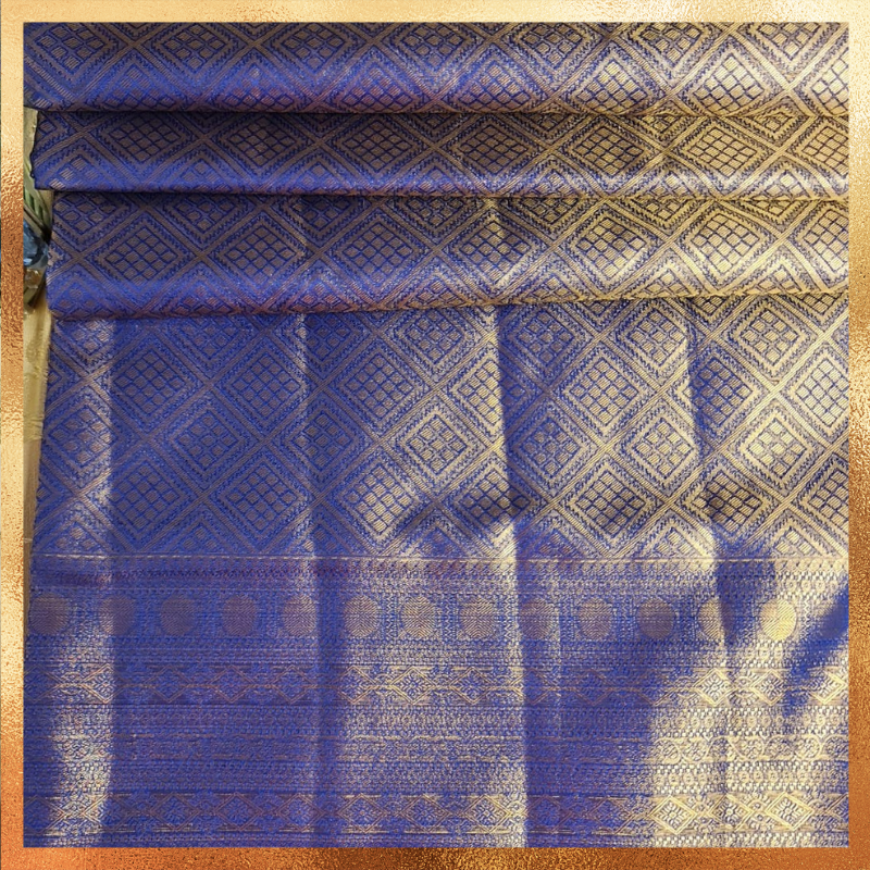 Bridal Kanjivaram Saree in Royal Blue Color Body with Golden Zari Body & Border