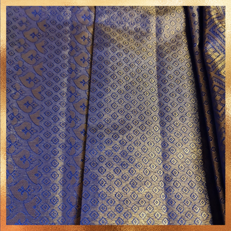Bridal Kanjivaram Saree in Royal Blue Color Body with Golden Zari Body & Border