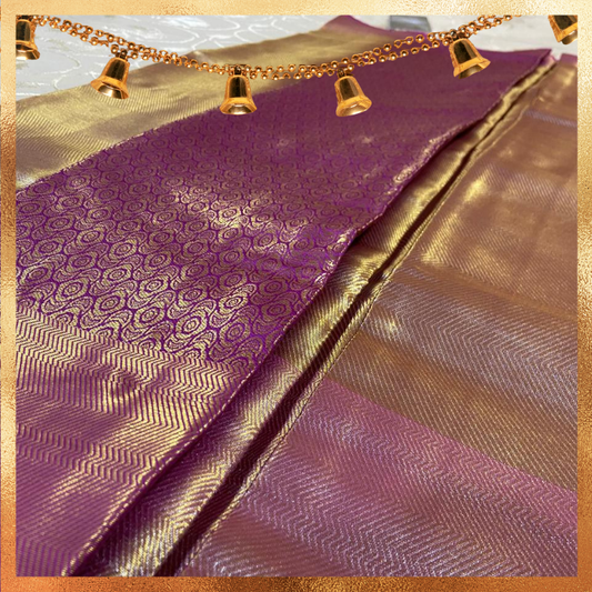 Bridal Kanjivaram Saree in Gold Body with Rani Pink Zari