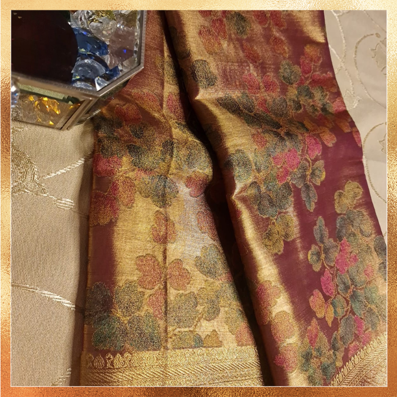 Bridal Kanjivaram Silk Saree in All Gold Art in Pinkish Tone Body with Golden Zari Body & Border