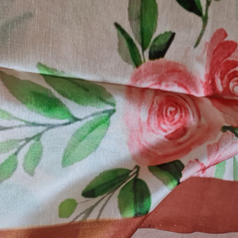 Kosa Silk (TSM KSD001) : Rust & Ivory Rose Bloom