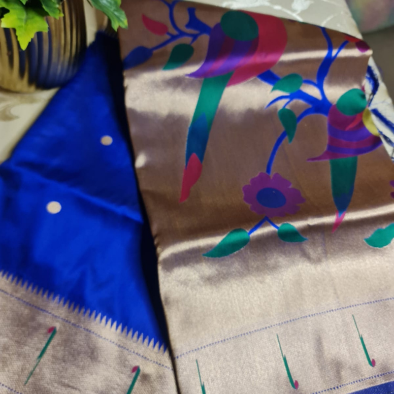PAITHANI SILK (TSM PT BigBDR008) - Royal Blue