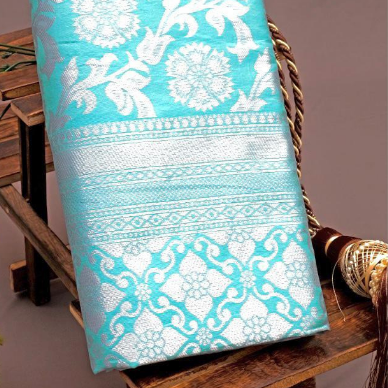 Soft Silk (TSM SS004) : Light Blue Silver Jacquard