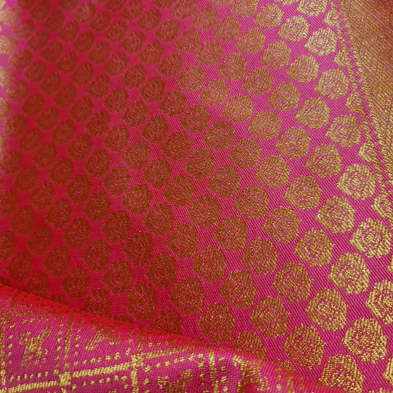 Soft Silk (TSM SS005) : Rose Pink Golden Jacquard