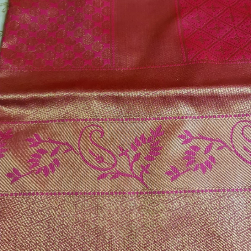 Soft Silk (TSM SS005) : Rose Pink Golden Jacquard