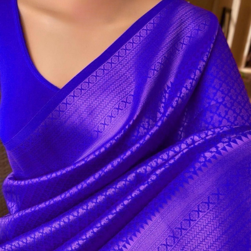 Soft Silk (TSM SS006) : Royal Blue Jacquard
