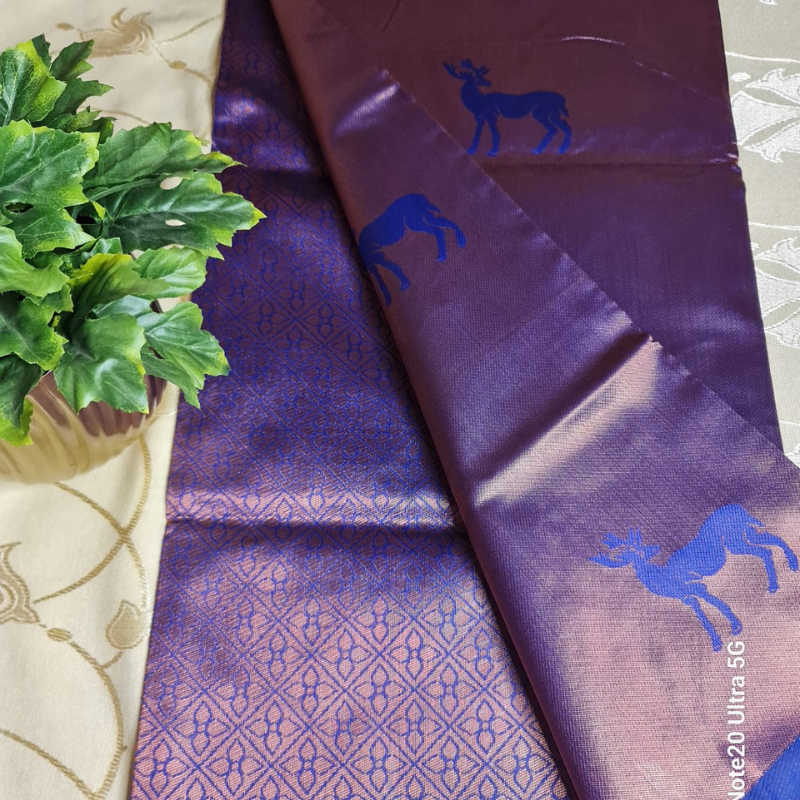 Soft Silk (TSM SS010) : Royal Blue Copper Jacquard