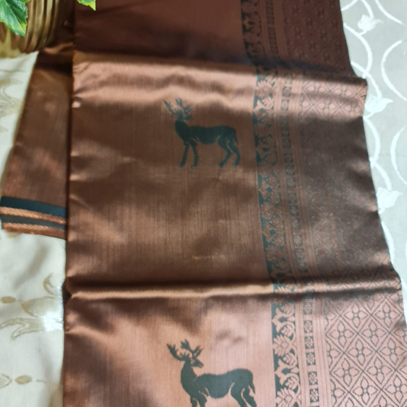 Soft Silk (TSM SS011) : Dark Green Copper Jacquard