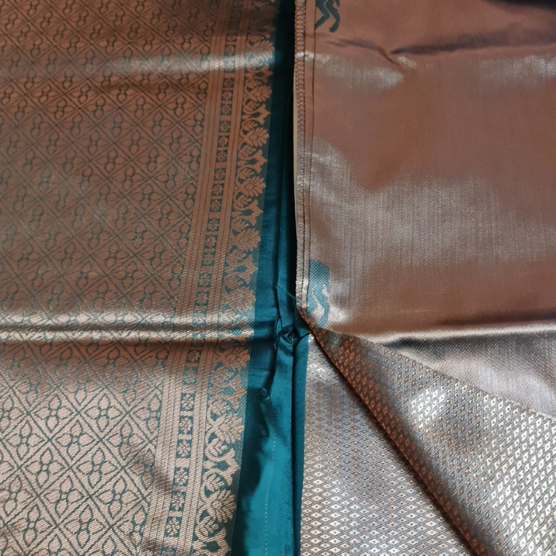 Soft Silk (TSM SS011) : Dark Green Copper Jacquard