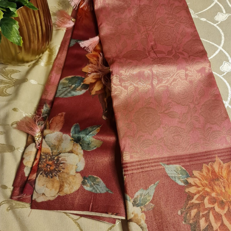 Tissue Silk (TSM TISSUESilk003) : Dusty Rose Jacquard