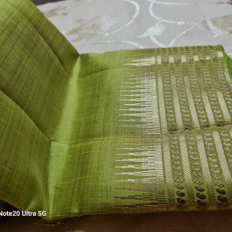 Tussar silk saree with natural shine & sheen, zari border-Elegant & Lightweight