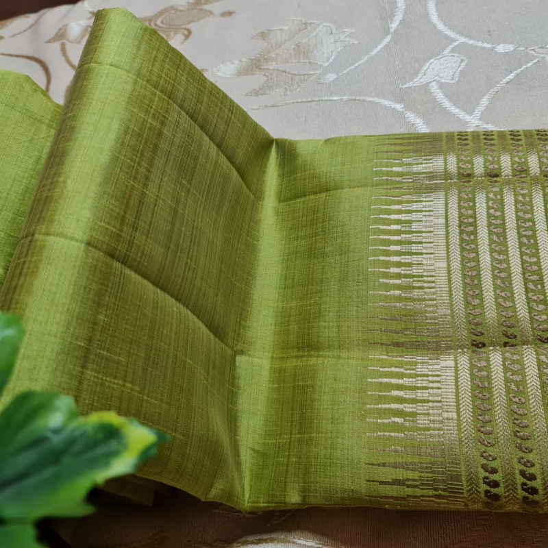 Tussar silk saree with natural shine & sheen, zari border-Elegant & Lightweight