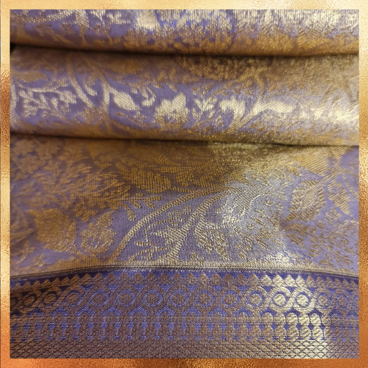Bridal Kanjivaram Lavendar Mauve body with gold border & golden zari. Perfect for weddings & festive wear. Handpicked collection at The Saree Mahal 