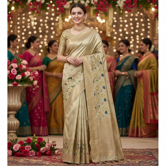 PAITHANI SILK (TSM PT018) - Champagne