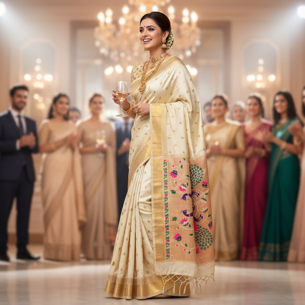 PAITHANI SILK (TSM PT004) - Cream