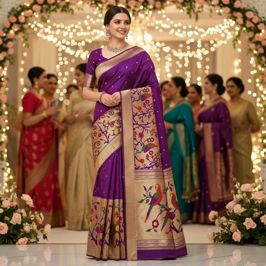 PAITHANI SILK (TSM PT BigBDR010) - Royal Purple
