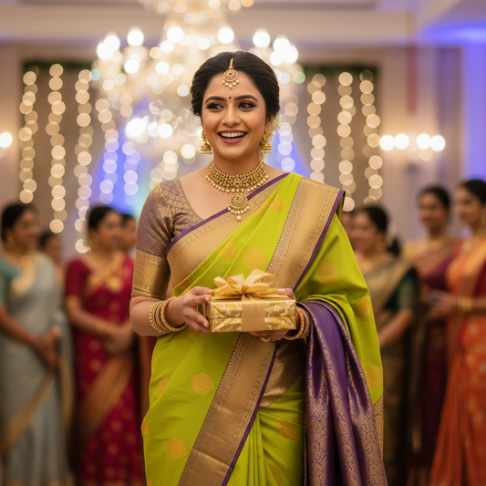 KANCHI SEMI SILK (TSM KSS001) - Light Green Purple