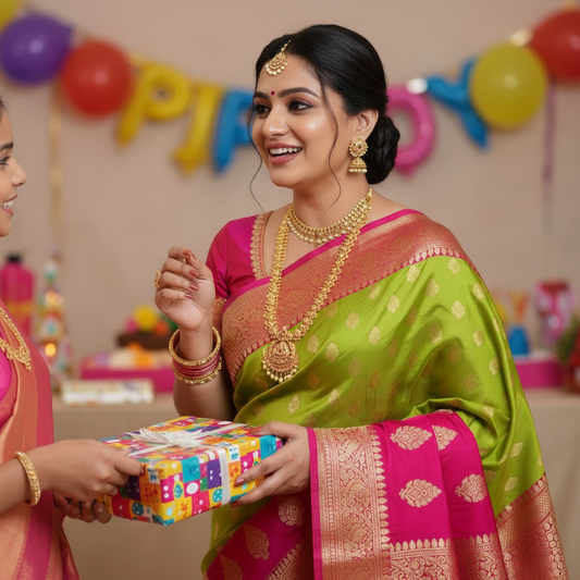 KANCHI SEMI SILK (TSM KSS002) -  Light Green Magenta