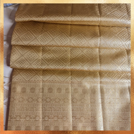 Bridal Kanjivaram Saree in Metallic Gold Color Body with Golden Zari Body & Border