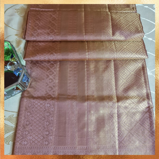 Bridal Kanjivaram Saree in Onion Pink Gold Color Body with Golden Zari Body & Border