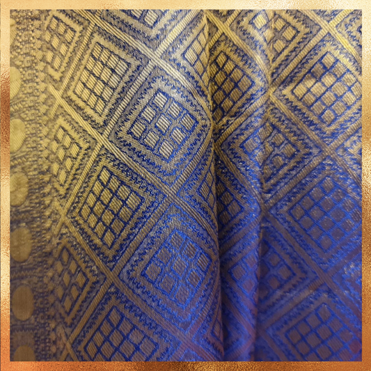 Bridal Kanjivaram Saree in Royal Blue Color Body with Golden Zari Body & Border