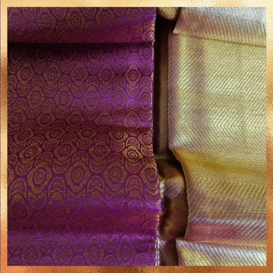 Bridal Kanjivaram Saree in Gold Body with Rani Pink Zari 